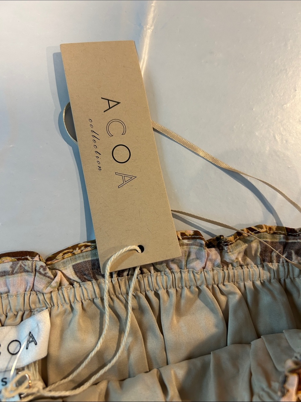 ACOA Floral Smocked Tube Top in Brown/Pink - Picture 3 of 7